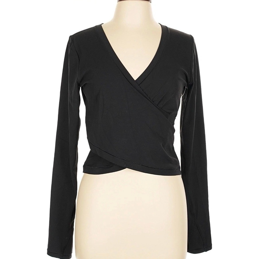 Athleta Black Long Sleeve Wrap Top